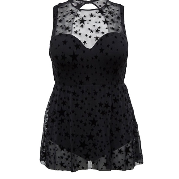 1X Full Bra Cup DD/DDD Torrid Star Mesh Swimsuit - Picture 2 of 3